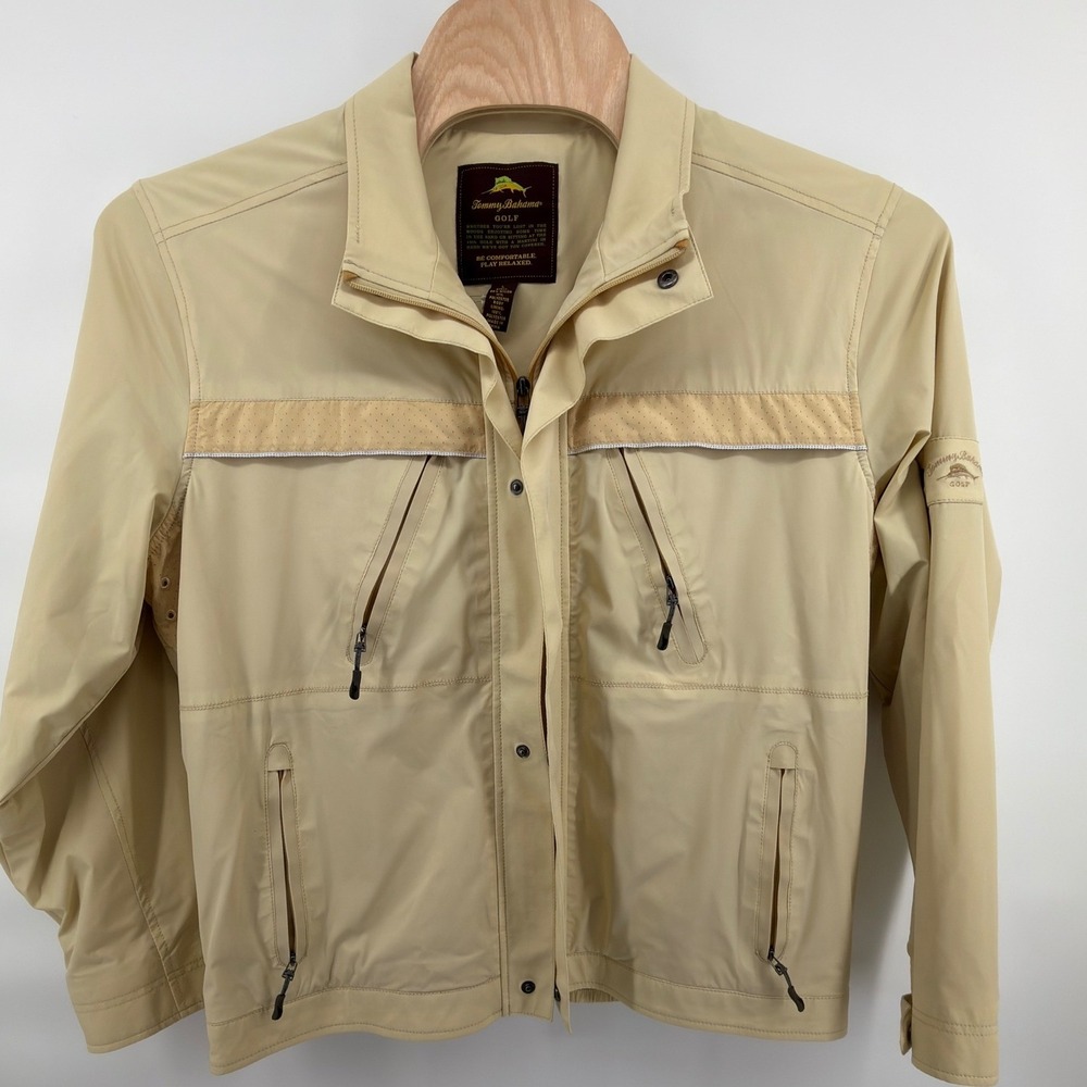 Tommy Bahama Golf Men's Lightweight Full Zip Jacket Tan Performance  L